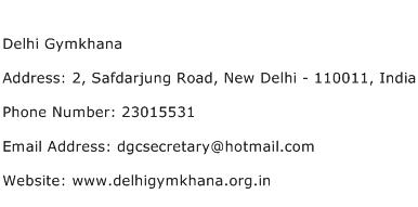 Delhi Gymkhana Address Contact Number