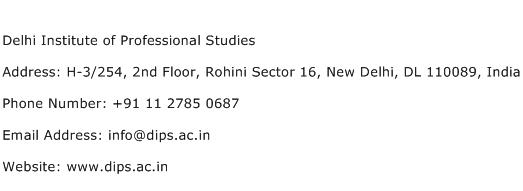 Delhi Institute of Professional Studies Address Contact Number