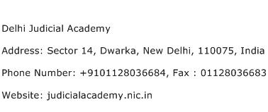 Delhi Judicial Academy Address Contact Number