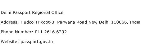 Delhi Passport Regional Office Address Contact Number