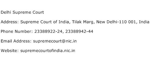 Delhi Supreme Court Address Contact Number