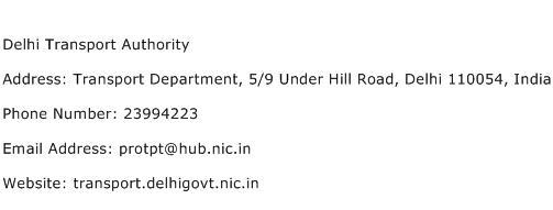 Delhi Transport Authority Address Contact Number
