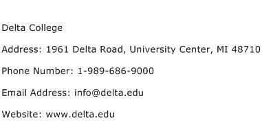 Delta College Address Contact Number