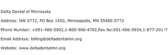 Delta Dental of Minnesota Address Contact Number