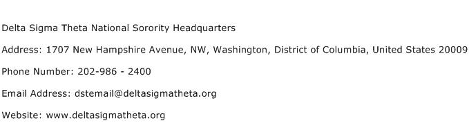 Delta Sigma Theta National Sorority Headquarters Address Contact Number