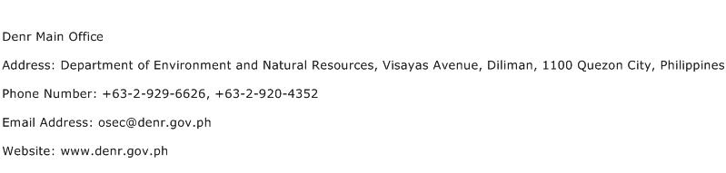 Denr Main Office Address Contact Number