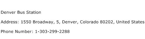 Denver Bus Station Address Contact Number