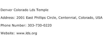 Denver Colorado Lds Temple Address Contact Number