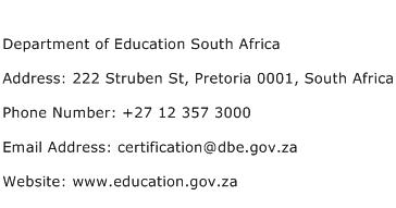 Department of Education South Africa Address Contact Number