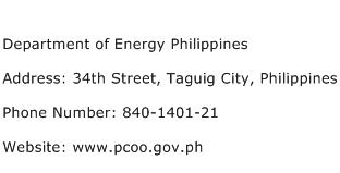 Department of Energy Philippines Address Contact Number