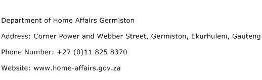 Department of Home Affairs Germiston Address Contact Number