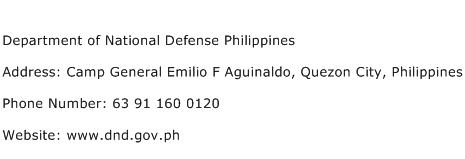 Department of National Defense Philippines Address Contact Number