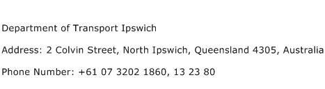 Department of Transport Ipswich Address Contact Number