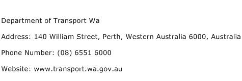 Department of Transport Wa Address Contact Number