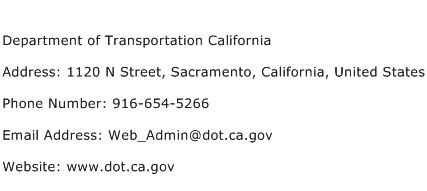 Department of Transportation California Address Contact Number