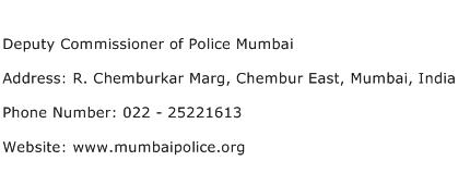 Deputy Commissioner of Police Mumbai Address Contact Number