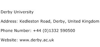 Derby University Address Contact Number
