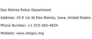 Des Moines Police Department Address Contact Number