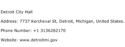 Detroit City Hall Address Contact Number