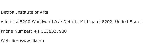 Detroit Institute of Arts Address Contact Number