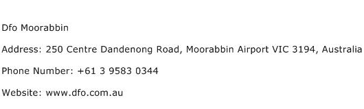 Dfo Moorabbin Address Contact Number
