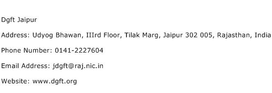 Dgft Jaipur Address Contact Number