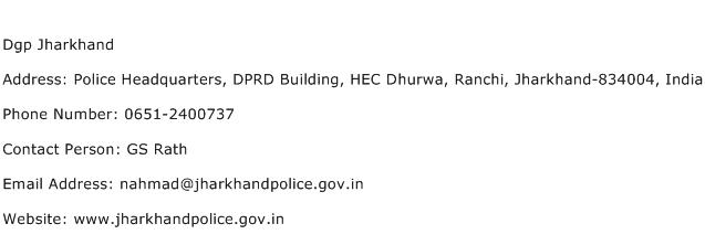 Dgp Jharkhand Address Contact Number