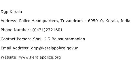 Dgp Kerala Address Contact Number