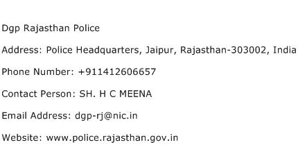 Dgp Rajasthan Police Address Contact Number