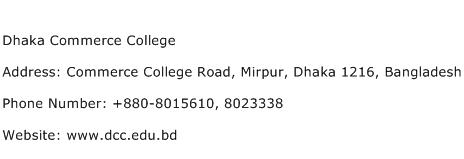 Dhaka Commerce College Address Contact Number