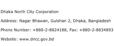 Dhaka North City Corporation Address Contact Number