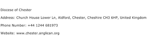 Diocese of Chester Address Contact Number