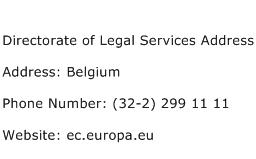 Directorate of Legal Services Address Address Contact Number