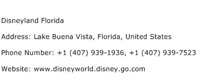 Disneyland Florida Address Contact Number