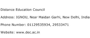 Distance Education Council Address Contact Number