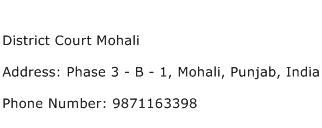 District Court Mohali Address Contact Number