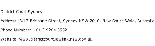 District Court Sydney Address Contact Number