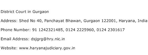 District Court in Gurgaon Address Contact Number