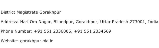 District Magistrate Gorakhpur Address Contact Number