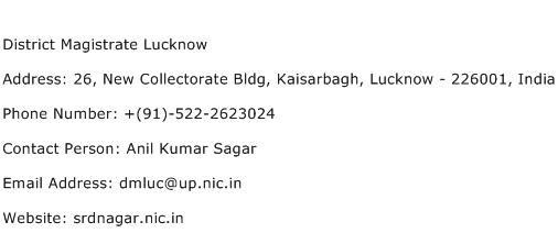District Magistrate Lucknow Address Contact Number