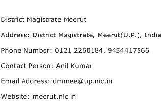 District Magistrate Meerut Address Contact Number