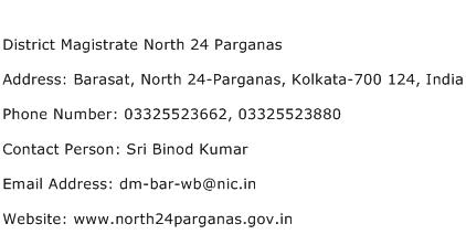 District Magistrate North 24 Parganas Address Contact Number