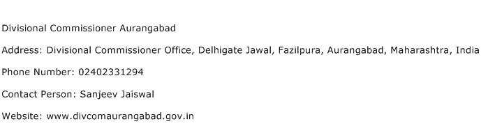 Divisional Commissioner Aurangabad Address Contact Number