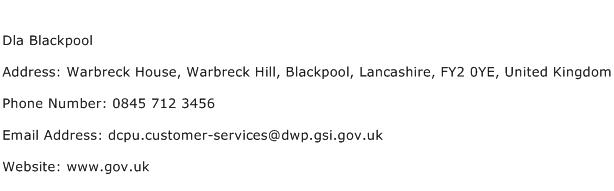 Dla Blackpool Address Contact Number