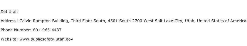 Dld Utah Address Contact Number