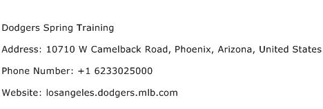 Dodgers Spring Training Address Contact Number
