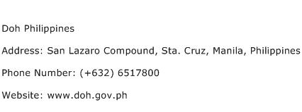 Doh Philippines Address Contact Number