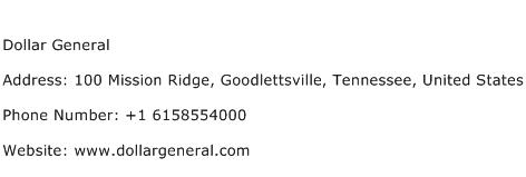 Dollar General Address Contact Number