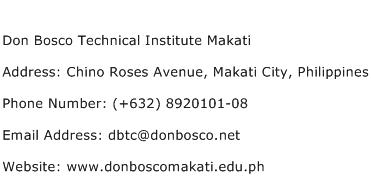 Don Bosco Technical Institute Makati Address Contact Number
