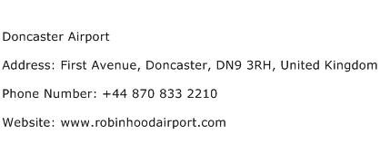 Doncaster Airport Address Contact Number